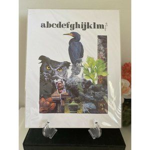 Art Print by B. Thomas Alphabet Owl Bird Mona Lisa Celery‎ Modern Print Eclectic
